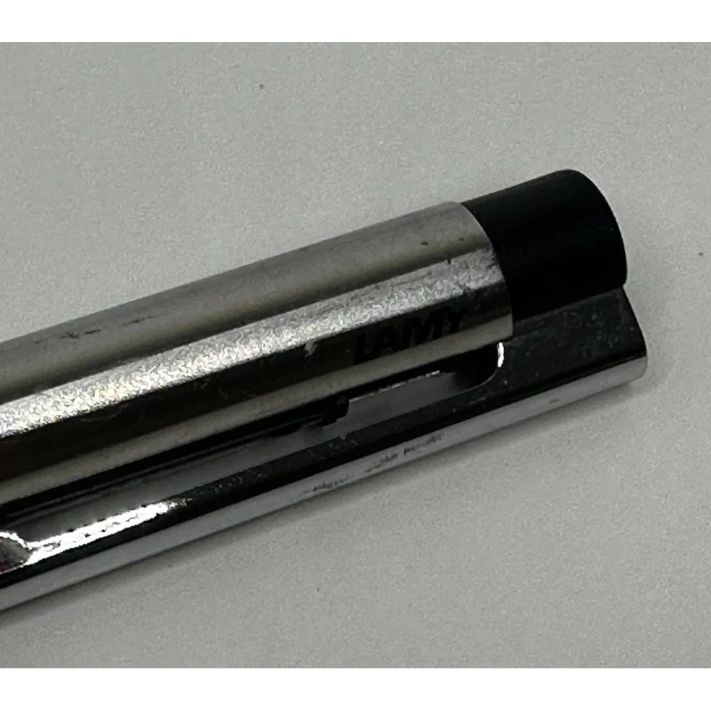 Lamy Pen Ball Point Blue Ink Silver Tone Black Panasonic Logo